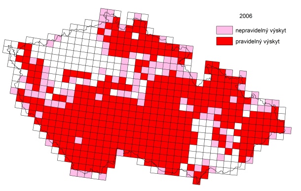 Výskyt vydry říční v roce 2006