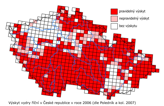 Výskyt vydry říční v roce 2006